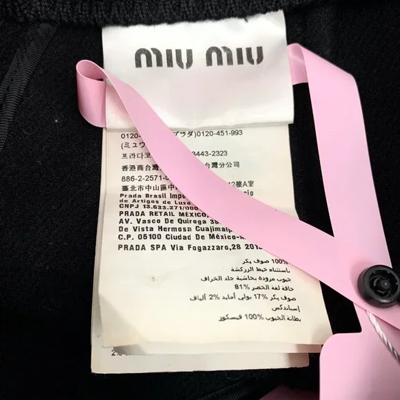 FW0246 MiuMiu Black wool single-breasted knitted skirt 40 M size
